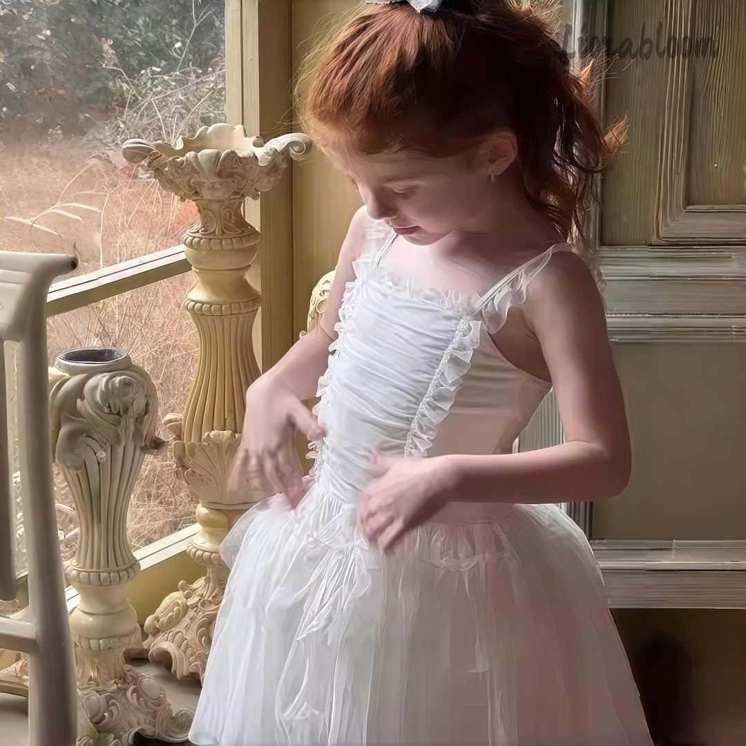 Formal Skirt - White Spaghetti Strap Tulle Flower Girl