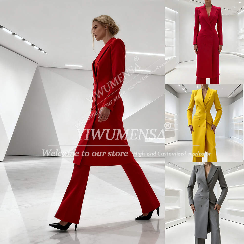 Womens Blazer - Elegant Solid Women's Suits 2 Piece
