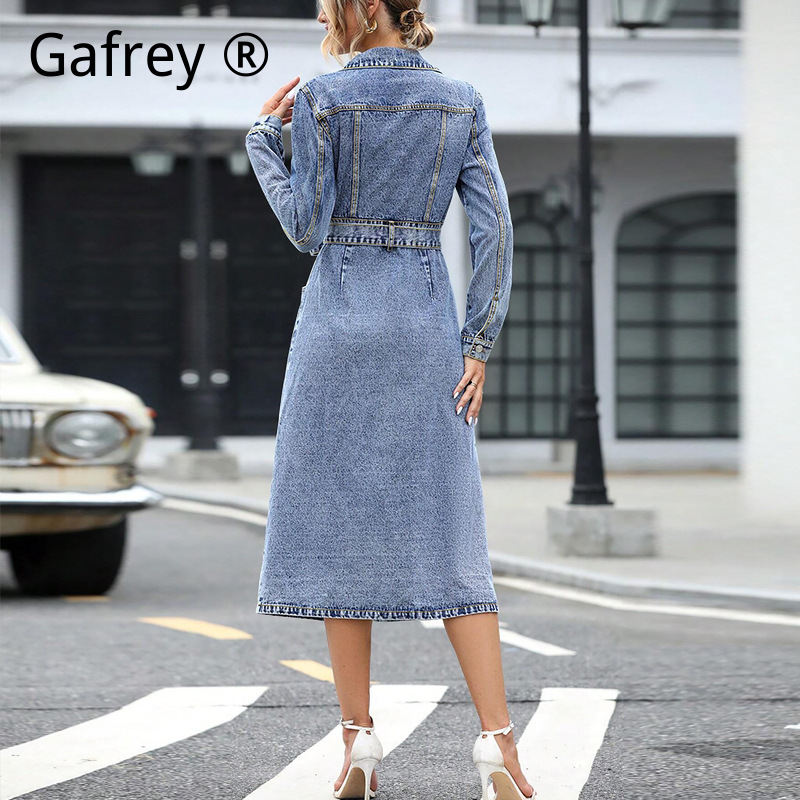 Women Long Sleeve Denim Dress  - Midi Dress recension och pris